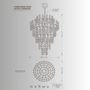 Athena Grand Tiered Crystal Chandelier CAD drawing with dimensions, 90 LED lights and 175 cm diameter