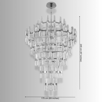 Large crystal chandelier dimensions 175 cm diameter and 245 cm height designed for high ceiling foyers and luxury interiors.
