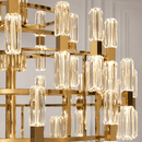 Close-up of Athena Royale luxury crystal chandelier showcasing faceted crystal and polished gold structure