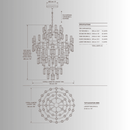 Athena Royale crystal chandelier CAD drawing with 140cm diameter, 200cm height and five-tier specification