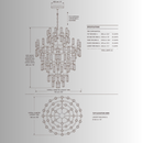 Athena Royale crystal chandelier CAD drawing with 140cm diameter, 200cm height and five-tier specification
