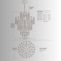 Athena Royale crystal chandelier CAD drawing with 140cm diameter, 200cm height and five-tier specification