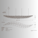 Aurelio Wave luxury crystal chandelier CAD drawing, 280cm linear dining room lighting by HDLS Lighting