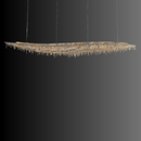 Extra-large linear crystal chandelier with wave silhouette, 18K gold-plated copper by HDLS Lighting