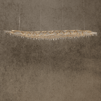 Aurelio Wave grand scale crystal chandelier in 18K gold, sculptural wave design for luxury dining rooms