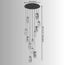 Technical drawing of Aurora Lava chandelier with full measurements, adjustable drop height, canopy size.