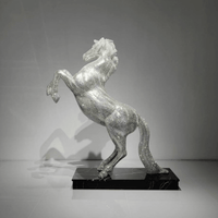 AZAR monumental crystal stallion sculpture with Swarovski crystals on marble base, rear profile