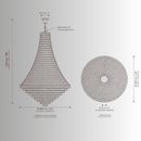 Bel Air crystal chandelier technical drawing with 160 cm diameter, 250 cm body height and adjustable suspension.