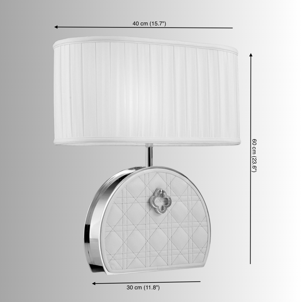 Bellmont luxury table lamp dimensions showing overall height, shade width, and base proportions for upscale interiors.