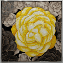 Handcrafted Swarovski crystal wall artwork with layered floral composition and reflective shell textures.