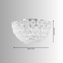 48 cm (19") Murano-style glass flush mount with white floral petals on polished metal frame by HDLS.
