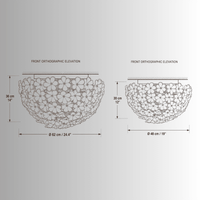 CAD drawing of Camellia Fiorita Flush ceiling lights in 62 cm and 48 cm sizes with dimensions.