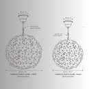 Camellia Fiorita Globe chandelier CAD drawing showing 61 cm and 47 cm floral glass sizes.