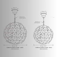 Camellia Fiorita Globe chandelier CAD drawing showing 61 cm and 47 cm floral glass sizes.