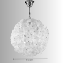 61 cm (24") Camellia Fiorita Globe chandelier with white glass flowers and polished gold frame.