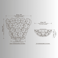Camellia Fiorita wall sconce CAD drawing with front and top elevations and metric-imperial dimensions