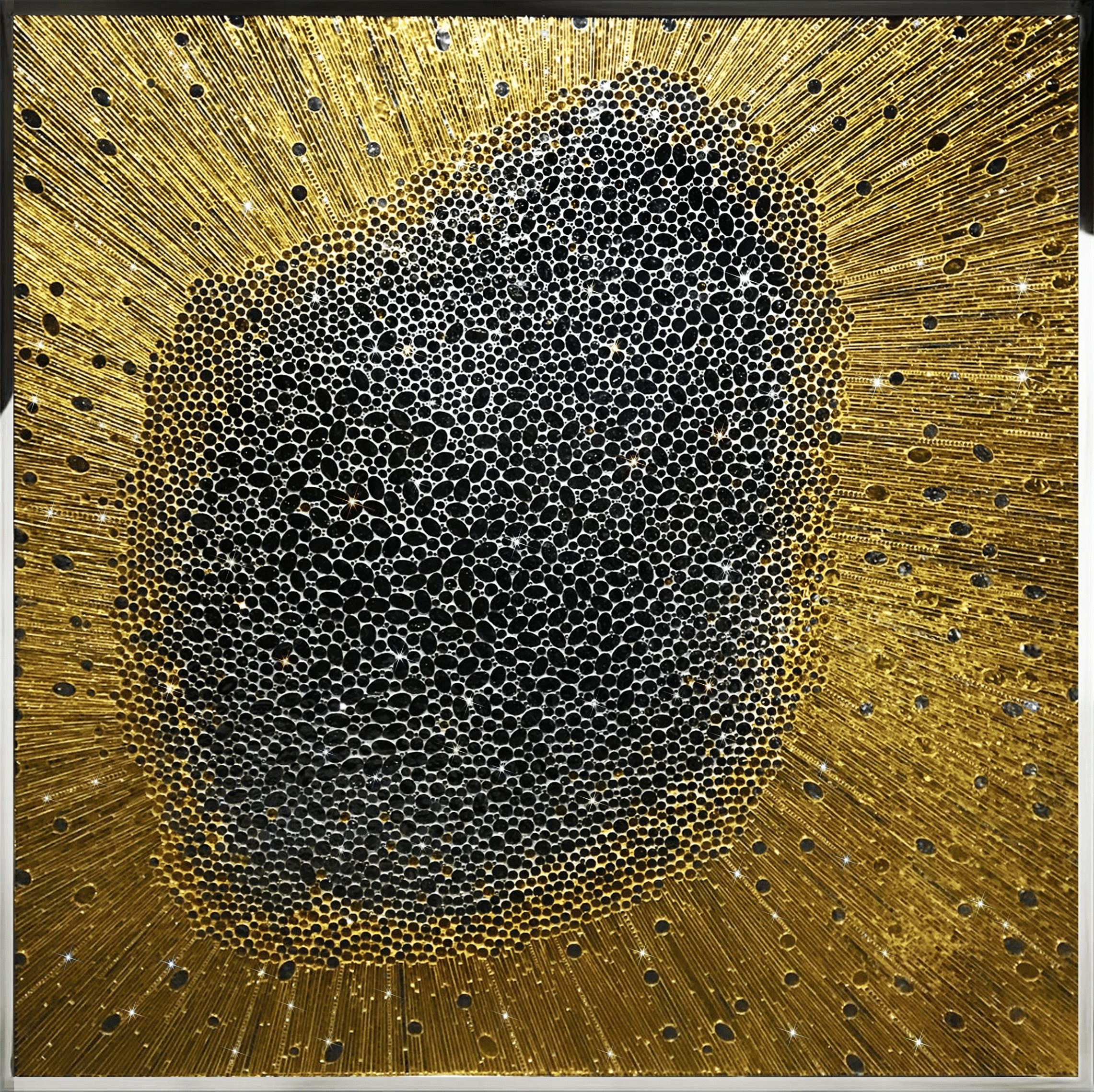 Close-up of DIBA showing dense Swarovski crystals and gold-plated radiating structure