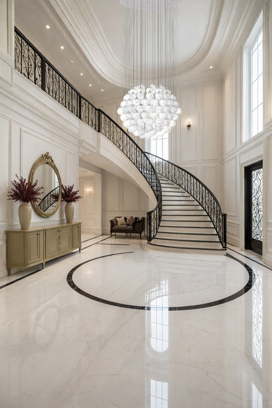 Luxury Staircase & Grand Foyer Chandeliers for High Ceilings - HDLS ... - Double Exposure High Ceiling Penthouse Foyer