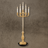 French Empire floor candélabre in 24K gold-plated copper with seven lights, designed for luxury interiors