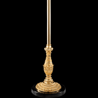 Ornate French Empire floor candélabre base in 24K gold-plated copper with carved decorative motifs