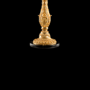 Close-up of decorative base in 24K gold-plated copper with classical French ornament detail