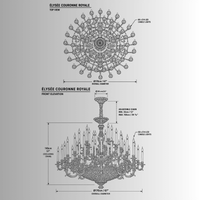 Élysée Couronne Royale Chandelier by HDLS Lighting CAD front and top view drawing.