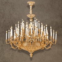 grand-scale French Empire chandelier in 24K gold with 68 lights for luxury estates and palatial interiors