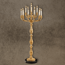 Monumental French Empire floor candélabre in 24K gold-plated copper with 16 lights and marble base