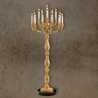 Monumental French Empire floor candélabre in 24K gold-plated copper with 16 lights and marble base