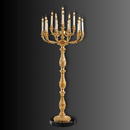 Luxury 16-light French Empire candélabre floor lamp in polished 24K gold-plated copper