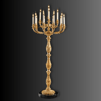 Luxury 16-light French Empire candélabre floor lamp in polished 24K gold-plated copper