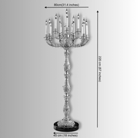 Technical dimension drawing of French Empire candélabre floor lamp showing 220cm height and 80cm head diameter