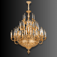 Monumental French Empire chandelier with 113 lights in 24K gold-plated copper for palace-style interiors.