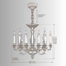 Élysée Régence chandelier CAD technical drawing with dimensions, 20-light luxury French Empire design