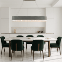 Florence Trapunto Ardesia chandelier lighting a modern dining space with Italian-inspired luxury craftsmanship.