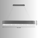 Technical image of Florence Trapunto Ardesia chandelier showing 150cm length and refined European craftsmanship.