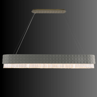 Modern Florence Trapunto Ardesia chandelier with deep grey quilted leather and radiant Asfour crystal details.