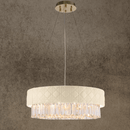 Florence Trapunto Avorio chandelier with quilted leather and Asfour crystals, luxury modern lighting by HDLS Lighting Ltd.
