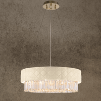 Florence Trapunto Avorio chandelier with quilted leather and Asfour crystals, luxury modern lighting by HDLS Lighting Ltd.