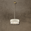 Florence Trapunto Lucea chandelier handcrafted from ivory quilted leather with Asfour crystal and gold finish by HDLS.