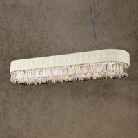 Florence Trapunto Neve chandelier with quilted leather and Asfour crystals by HDLS Lighting Ltd.