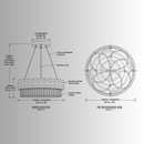 CAD drawing of Florence Trapunto Salvia 50 cm sage leather and crystal chandelier.