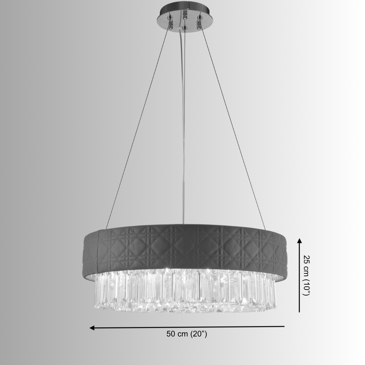 Florence Trapunto Salvia chandelier showing size and structure for luxury interior design projects.