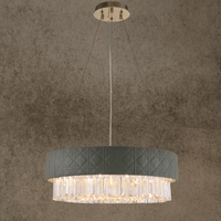 Florence Trapunto Salvia chandelier with quilted leather and Asfour crystals by HDLS Lighting.