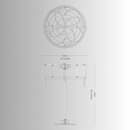 Technical dimensions of the Florence Trapunto Thalia table lamp showing height, diameter, and G9 LED bulb placement details.