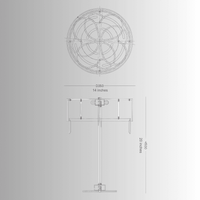 Technical dimensions of the Florence Trapunto Thalia table lamp showing height, diameter, and G9 LED bulb placement details.