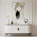 Florence Trapunto Thalia designer table lamp placed on a console in a refined contemporary living by HDLS Lighting.