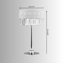Technical dimensions of the Florence Trapunto Thalia table lamp showing height, diameter, and G9 LED bulb placement details.