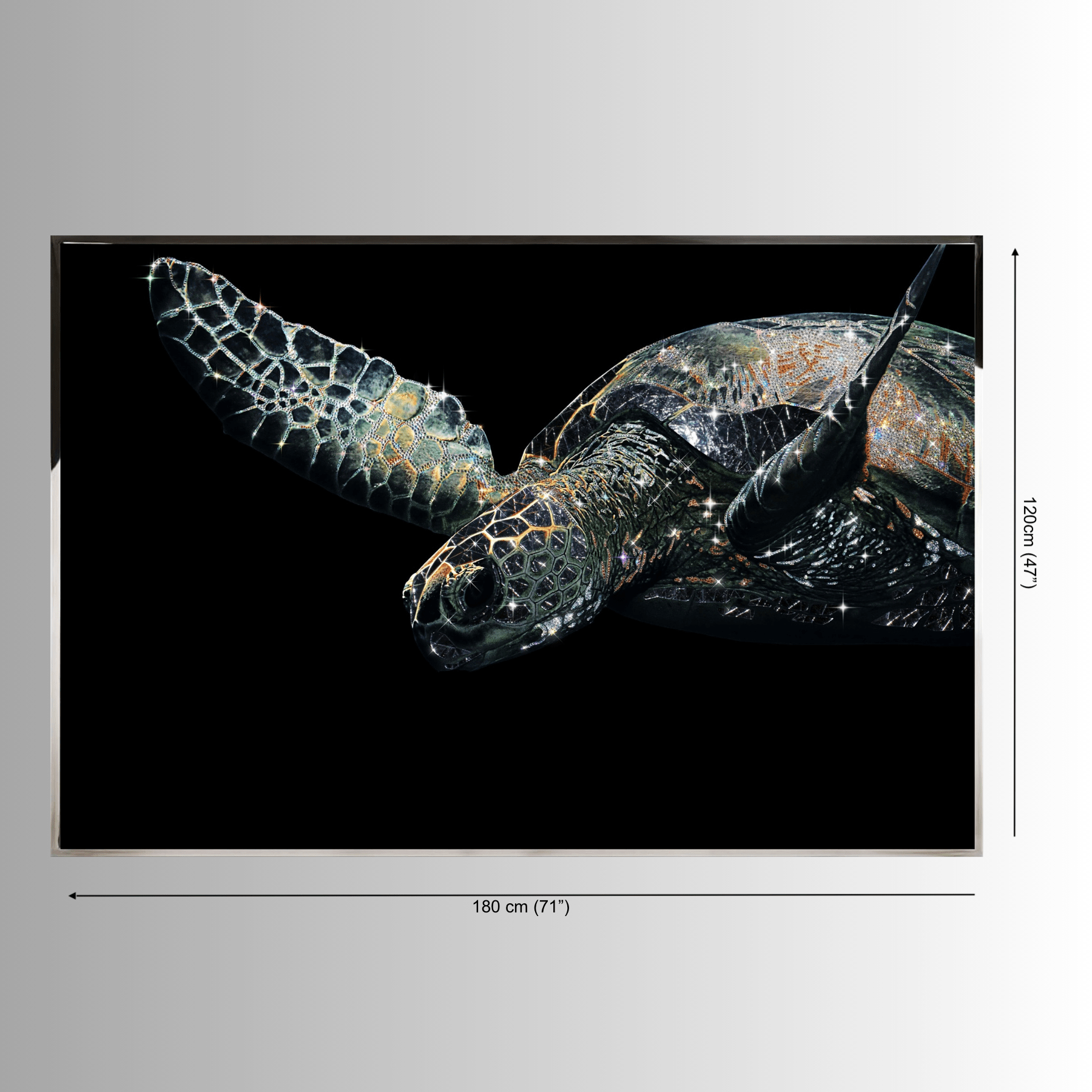 Gaia Swarovski crystal wall art dimensions 180 × 120 cm large luxury sea turtle wall artwork