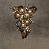 A large bouquet design glass chandelier with light brown background